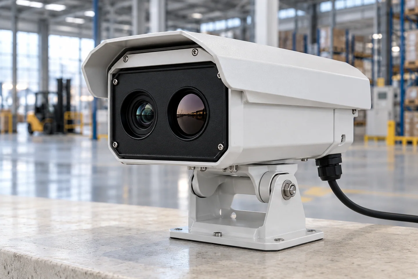 Unbranded optical and thermal camera hardware with distinct front imaging sensors