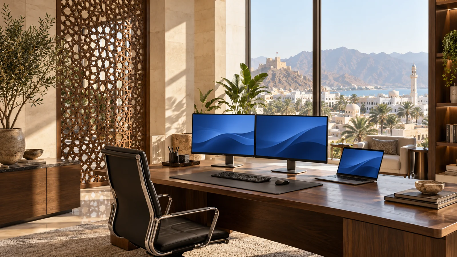 Illustrative modern Oman business workspace